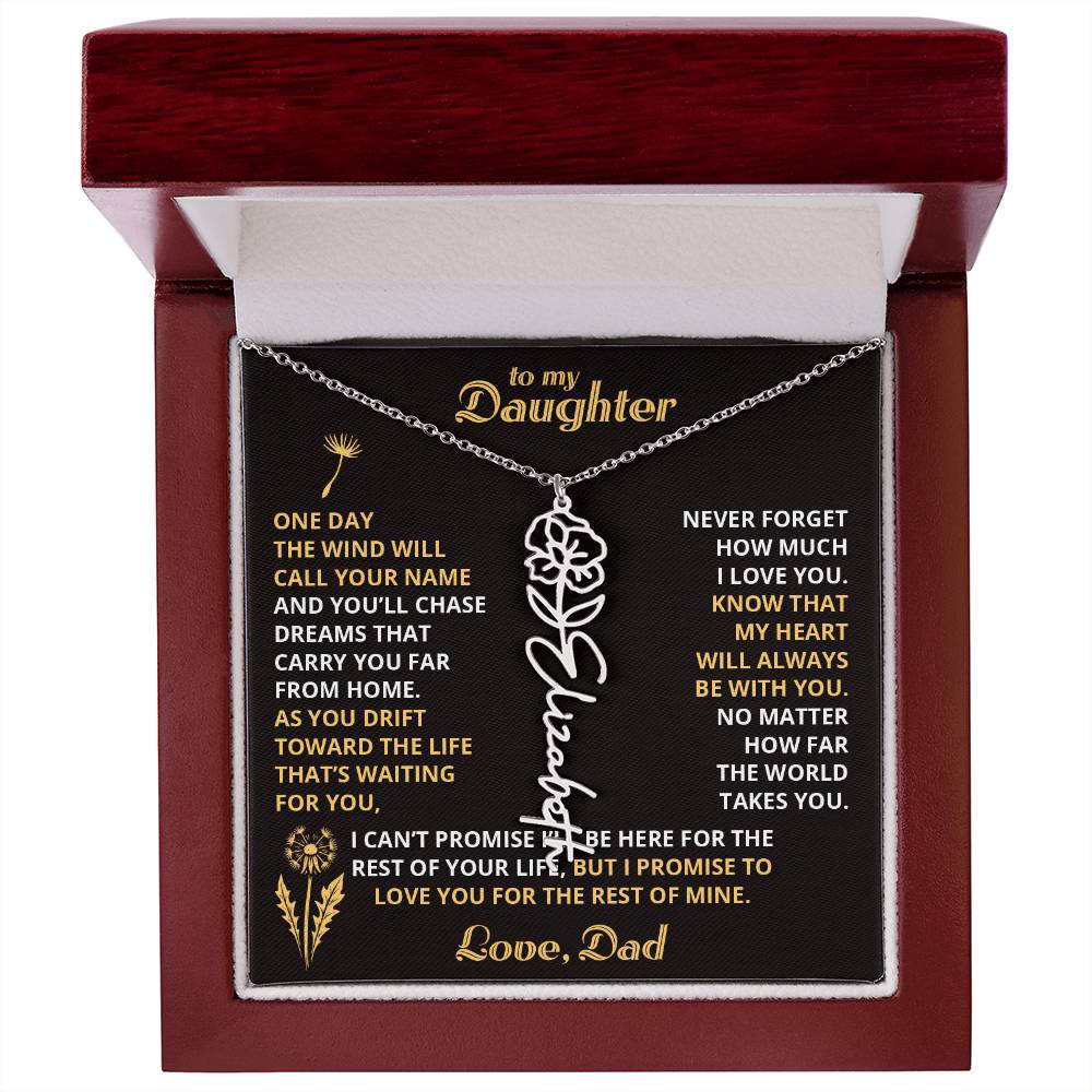 Carry My Love IV - To My Daughter - Flower Name Necklace