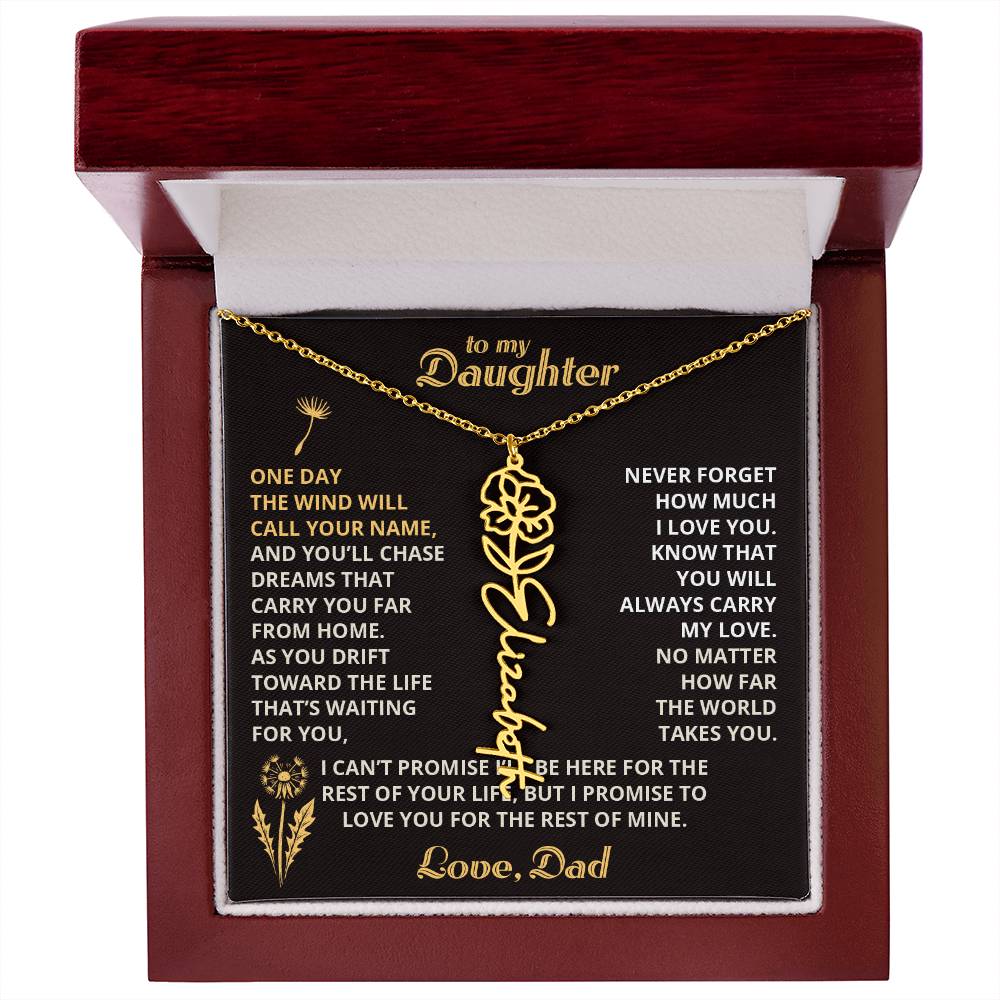 Carry My Love III - To My Daughter - Flower Name Necklace
