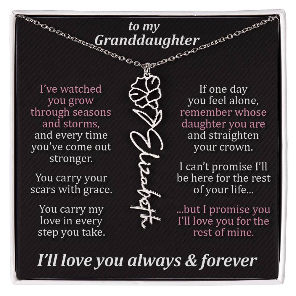 To My Granddaughter - Seasons & Storms - Flower Name Necklace