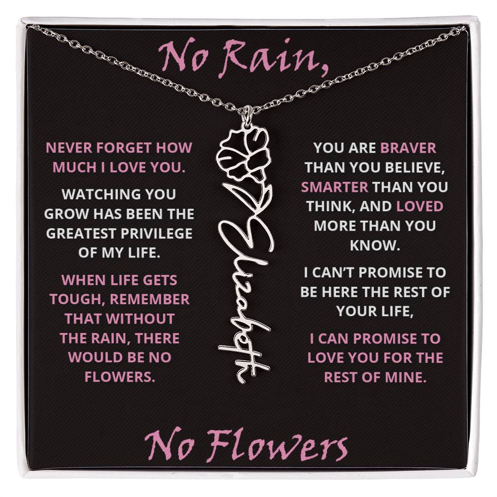 No Rain - Flower Name Necklace - Pink