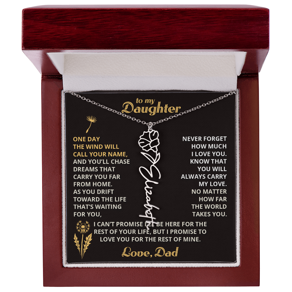 Carry My Love III - To My Daughter - Flower Name Necklace