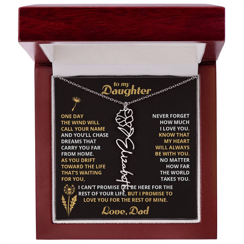 Carry My Love III - To My Daughter - Flower Name Necklace