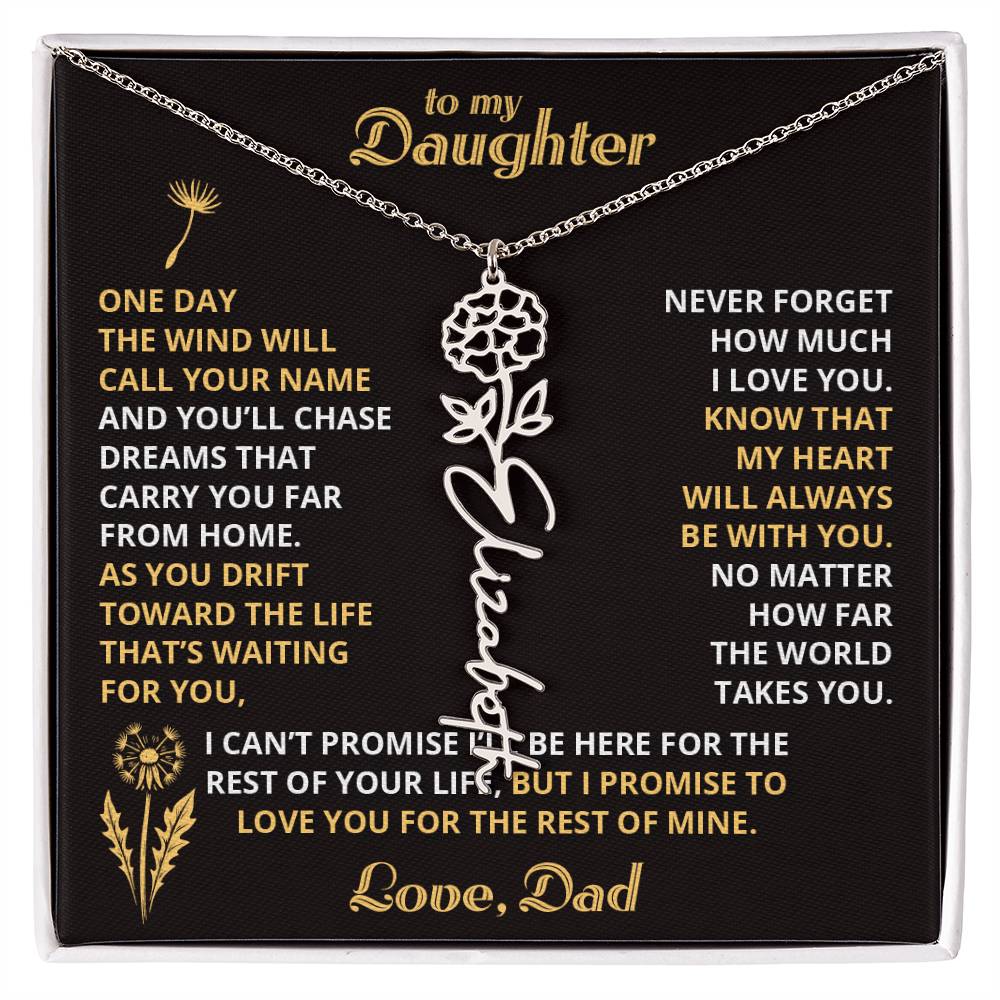 Carry My Love IV - To My Daughter - Flower Name Necklace