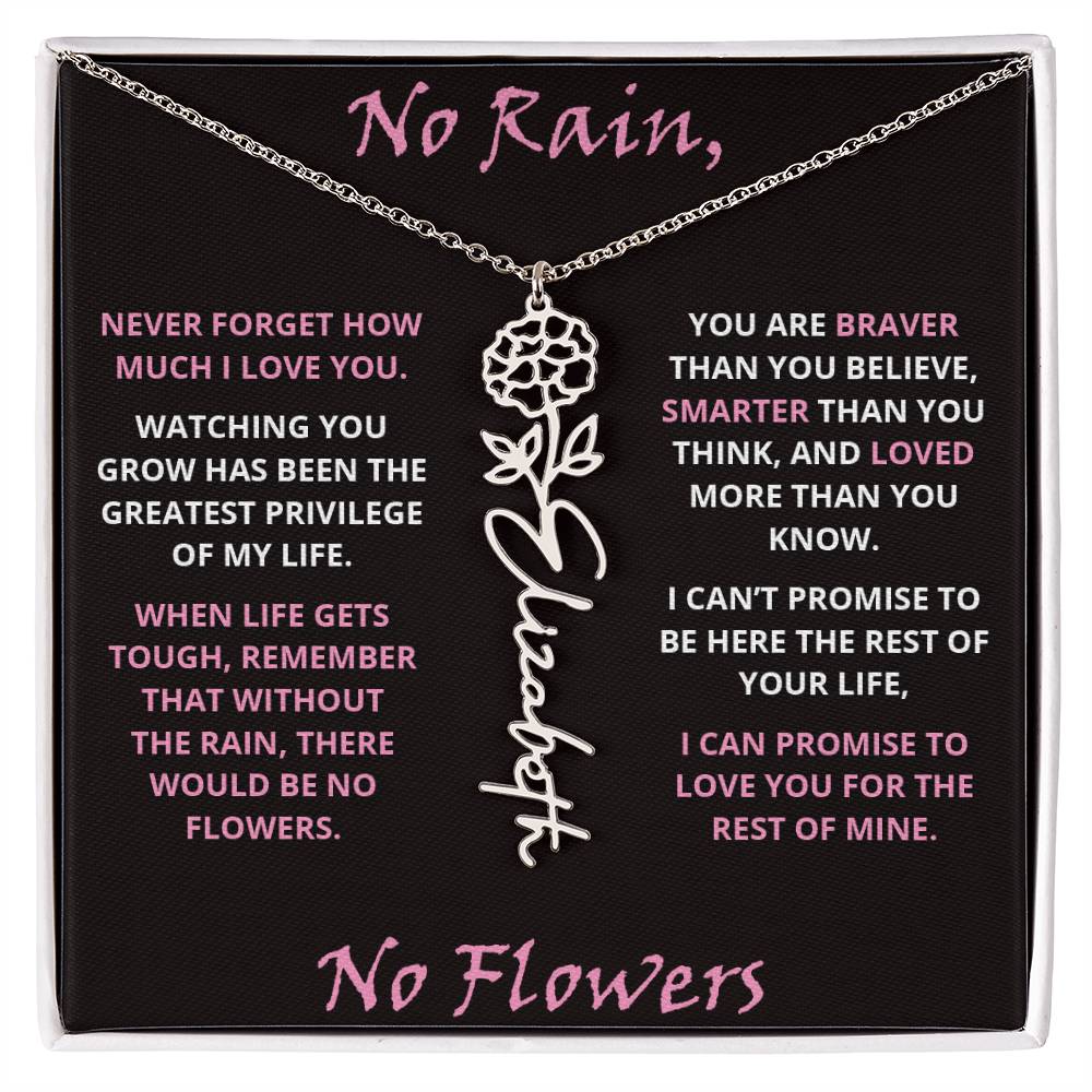 No Rain - Flower Name Necklace - Pink