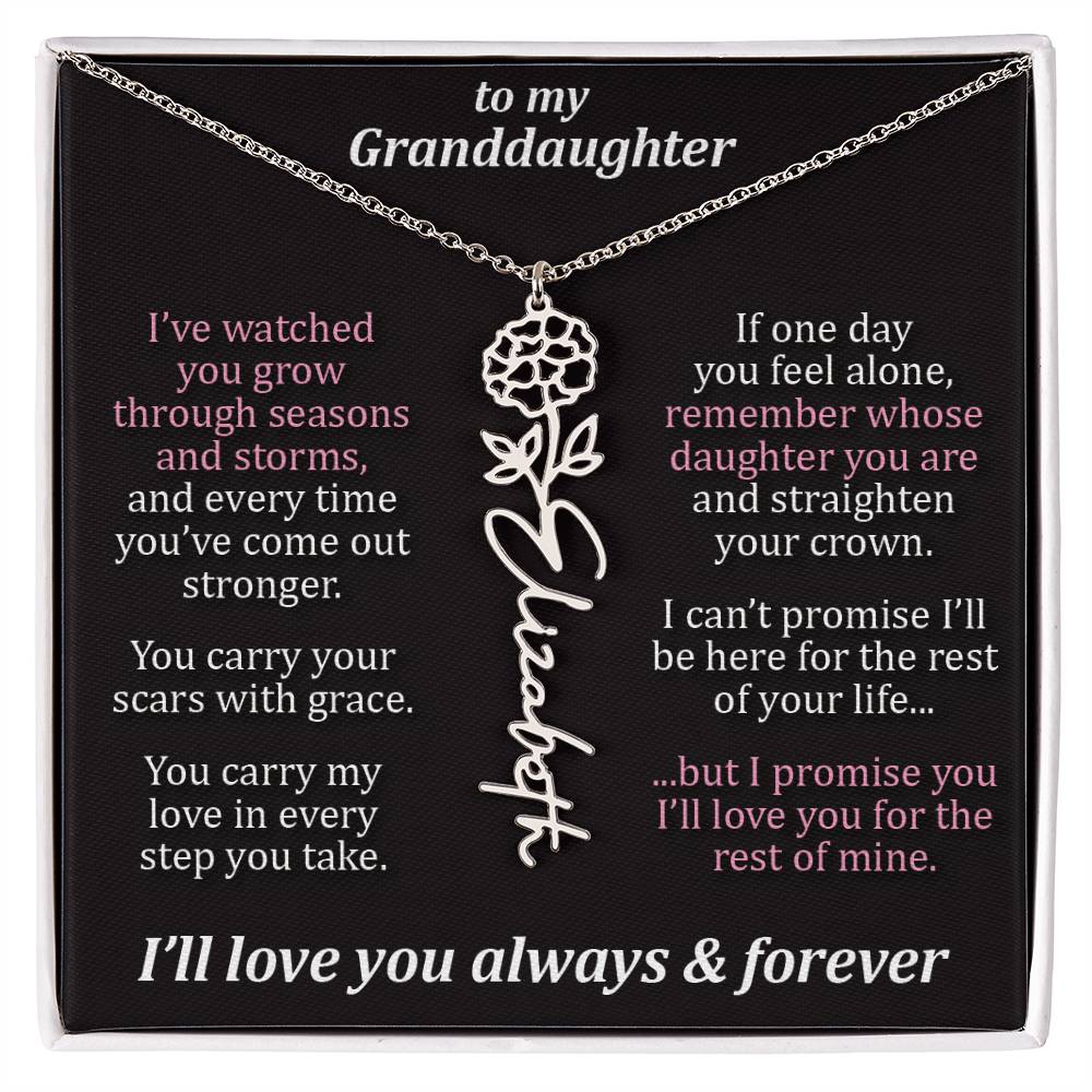 To My Granddaughter - Seasons & Storms - Flower Name Necklace