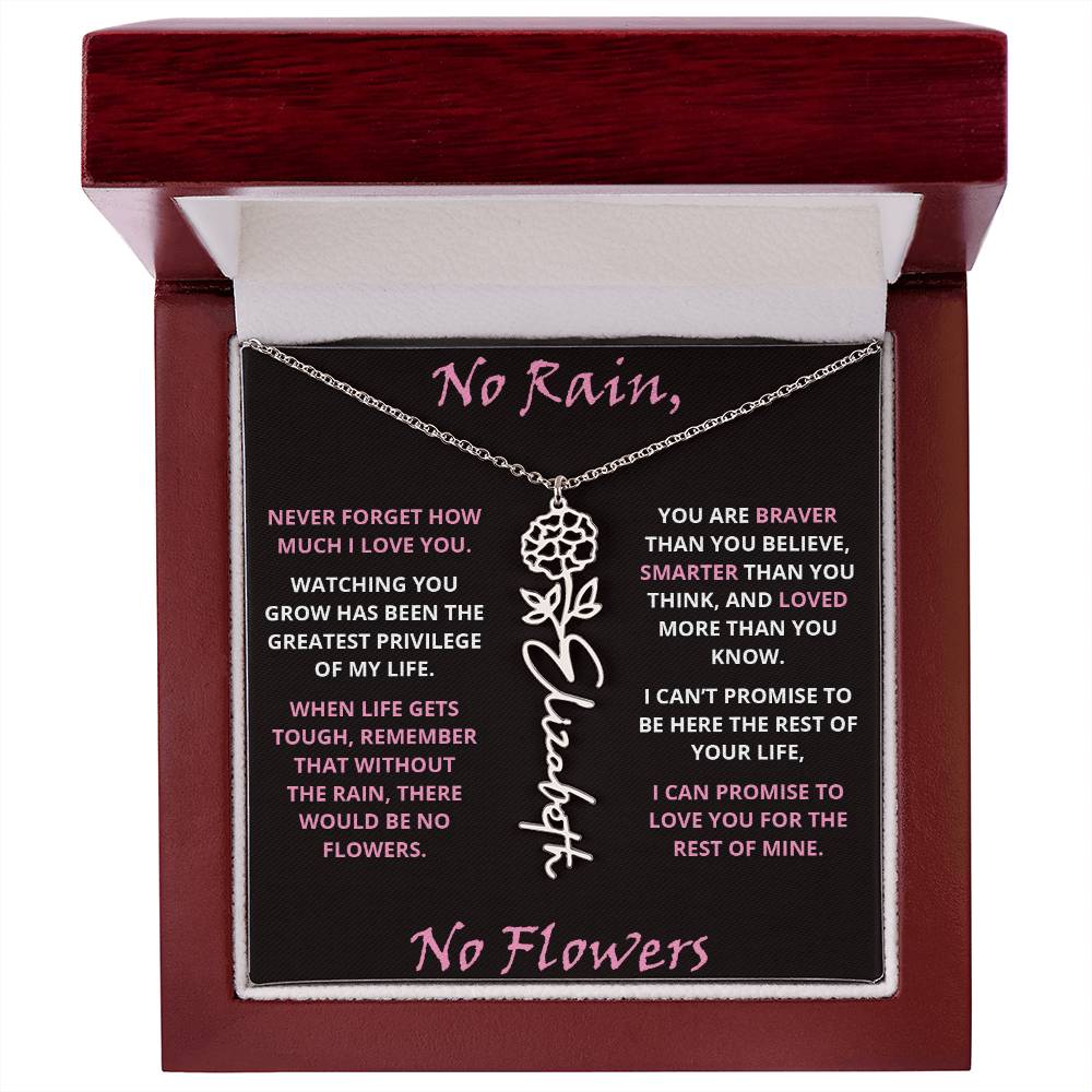 No Rain - Flower Name Necklace - Pink