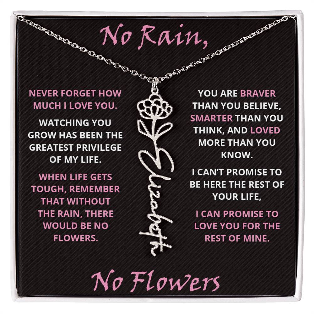 No Rain - Flower Name Necklace - Pink