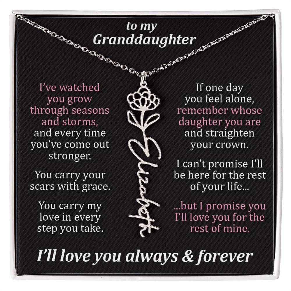 To My Granddaughter - Seasons & Storms - Flower Name Necklace