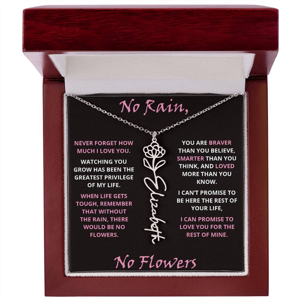 No Rain - Flower Name Necklace - Pink