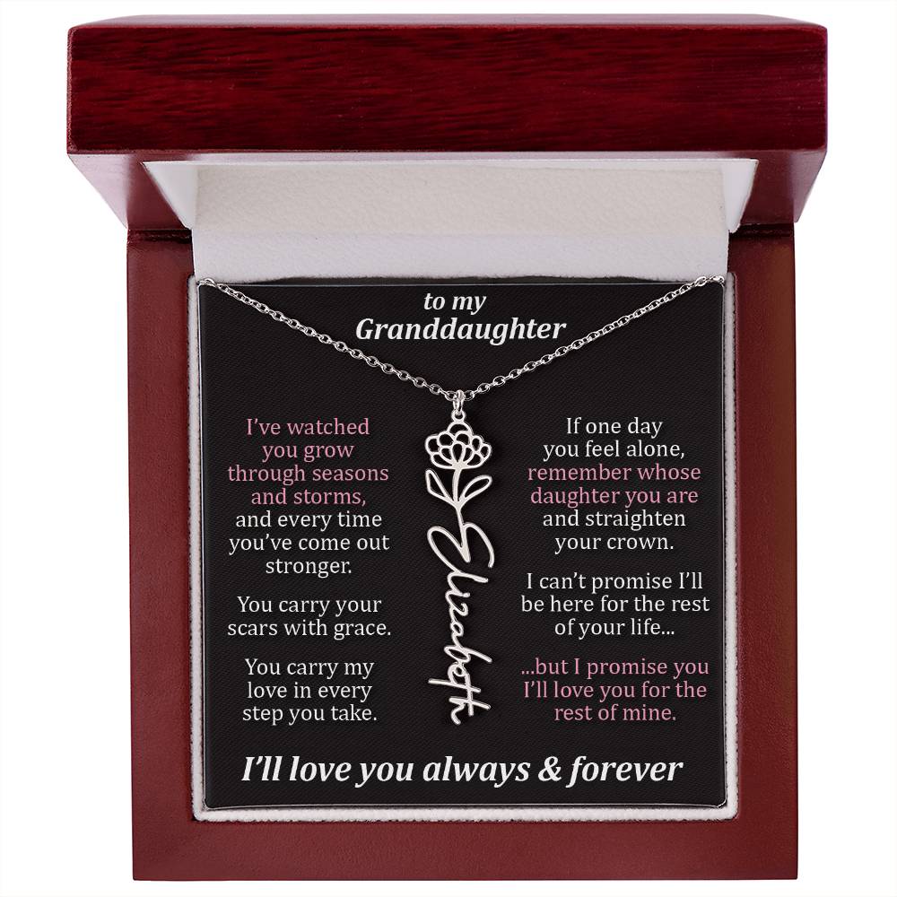 To My Granddaughter - Seasons & Storms - Flower Name Necklace