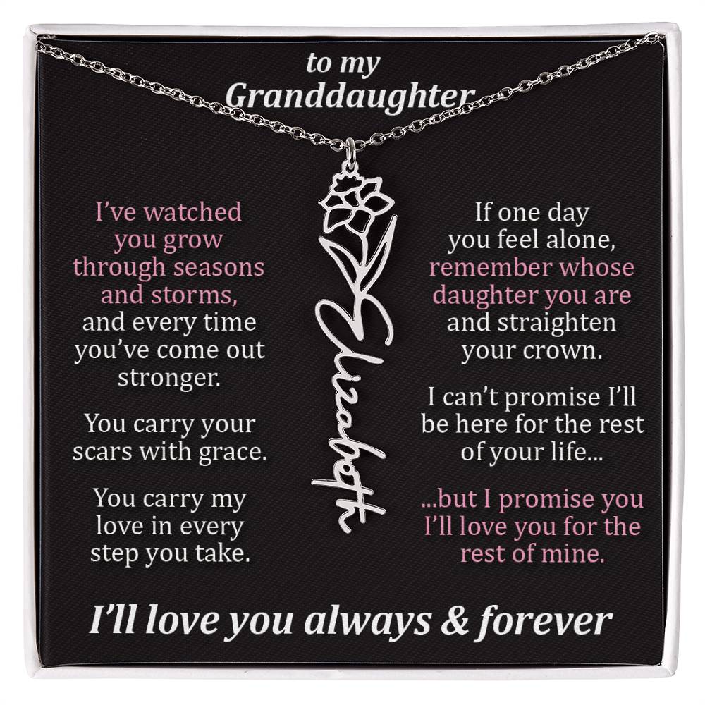 To My Granddaughter - Seasons & Storms - Flower Name Necklace
