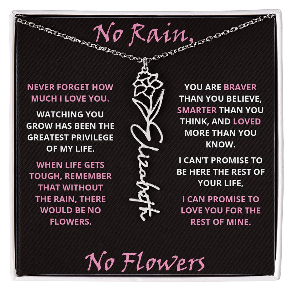 No Rain - Flower Name Necklace - Pink