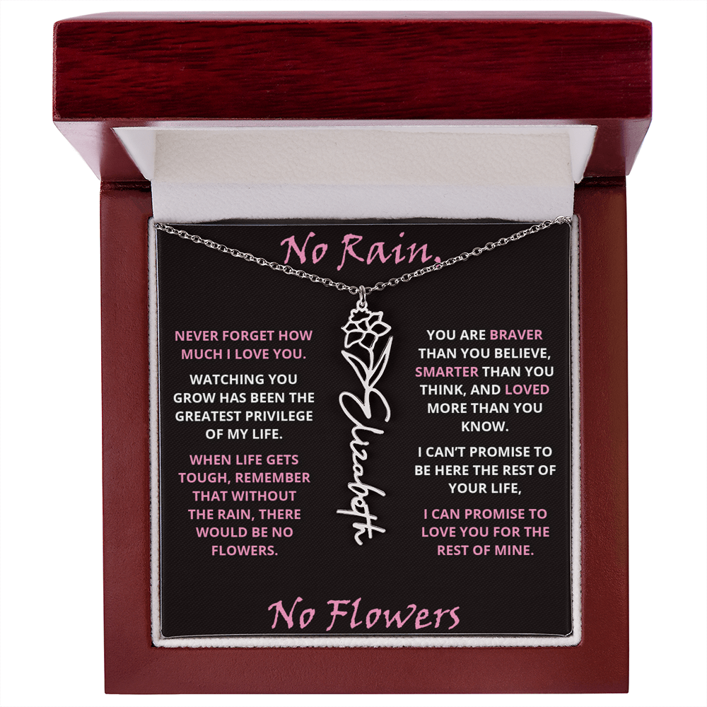 No Rain - Flower Name Necklace - Pink