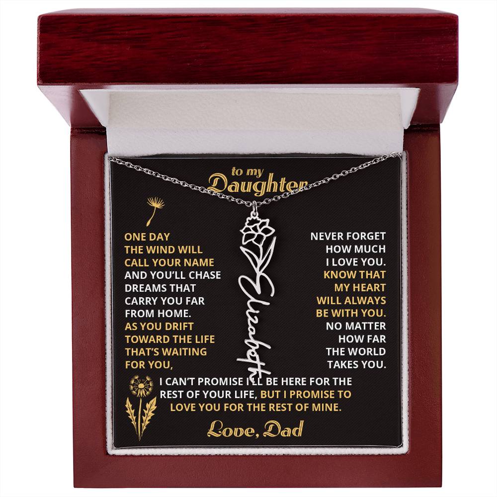 Carry My Love III - To My Daughter - Flower Name Necklace