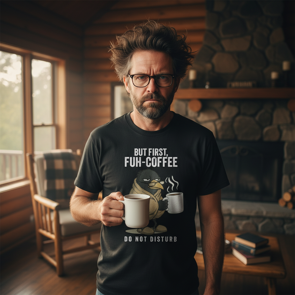FUH-COFFEE Carl - T-Shirt Black - BUT FIRST