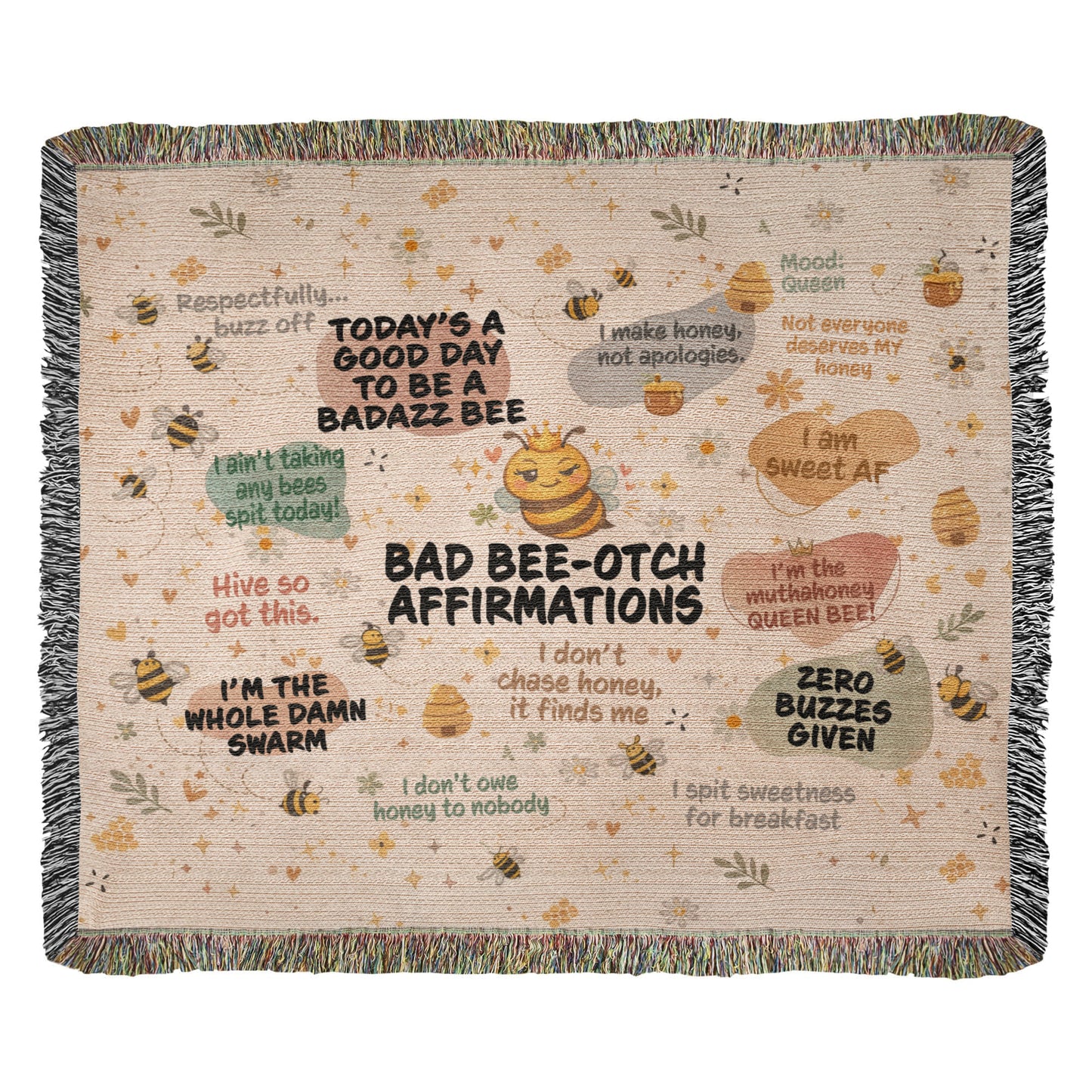 Bad Bee-otch Affirmations Blanket - Heirloom Woven