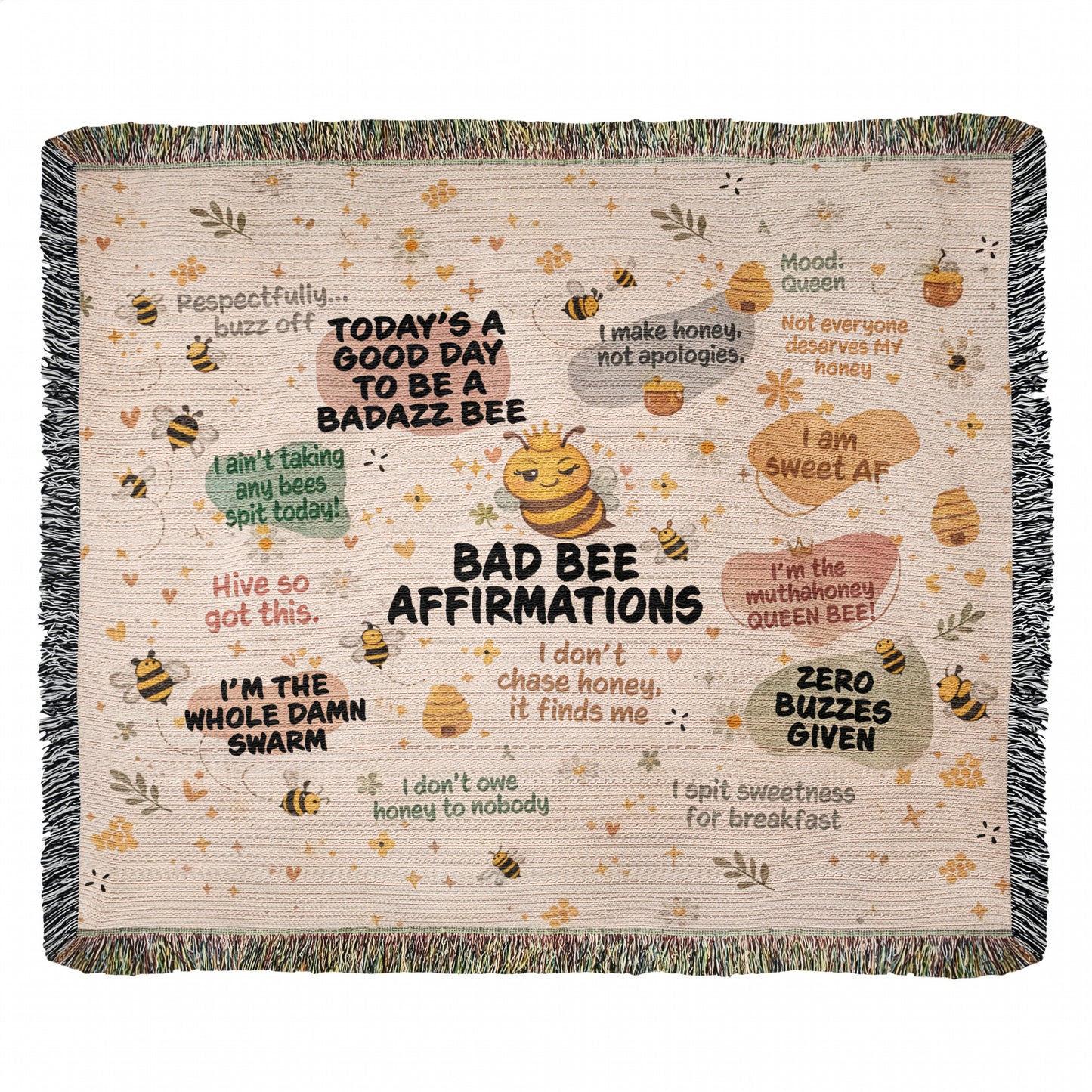 Bad Bee Affirmations Blanket - Heirloom Woven