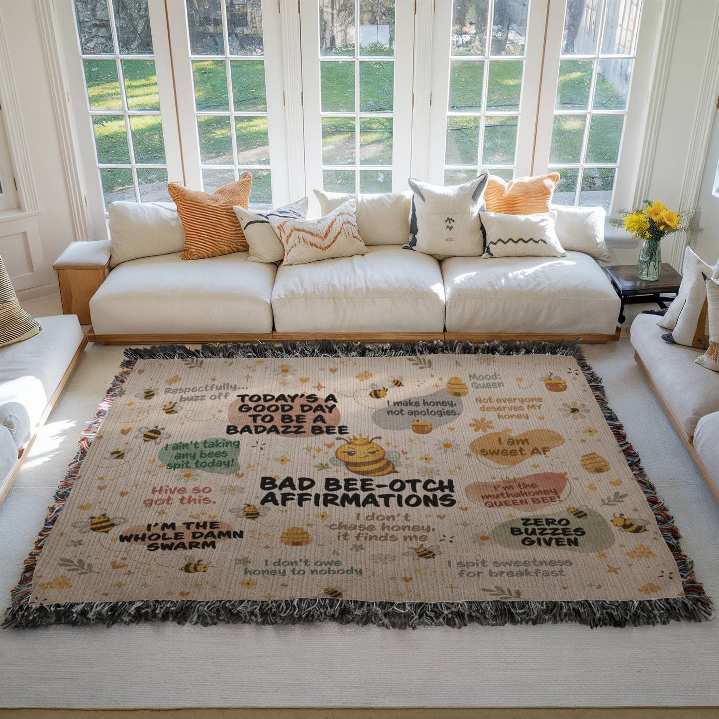 Bad Bee-otch Affirmations Blanket - Heirloom Woven