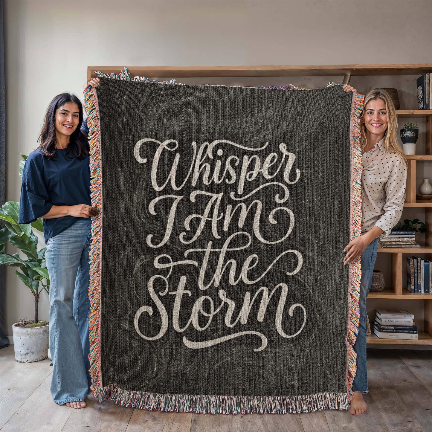 Whisper I Am the Storm - Heirloom Woven Blanket