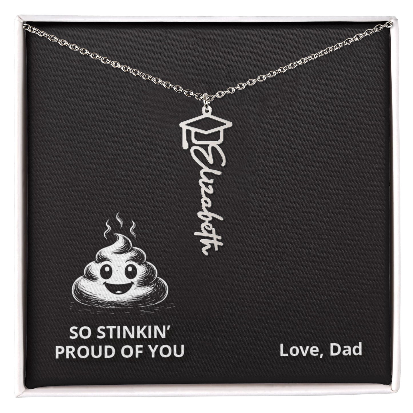 Stinkin' EMOJI - Name Necklace - Dad to Daughter Graduation