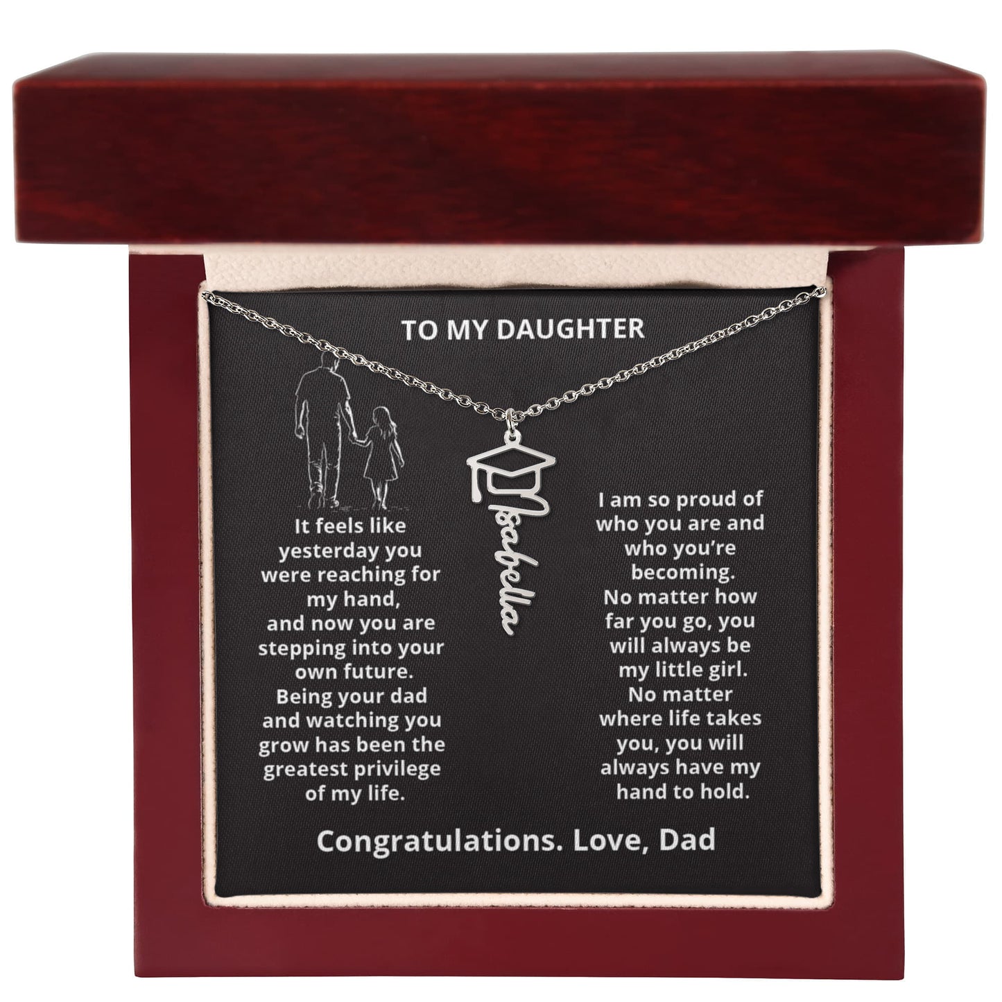 REACHING HAND - Name Necklace -Dad to Daughter Graduation