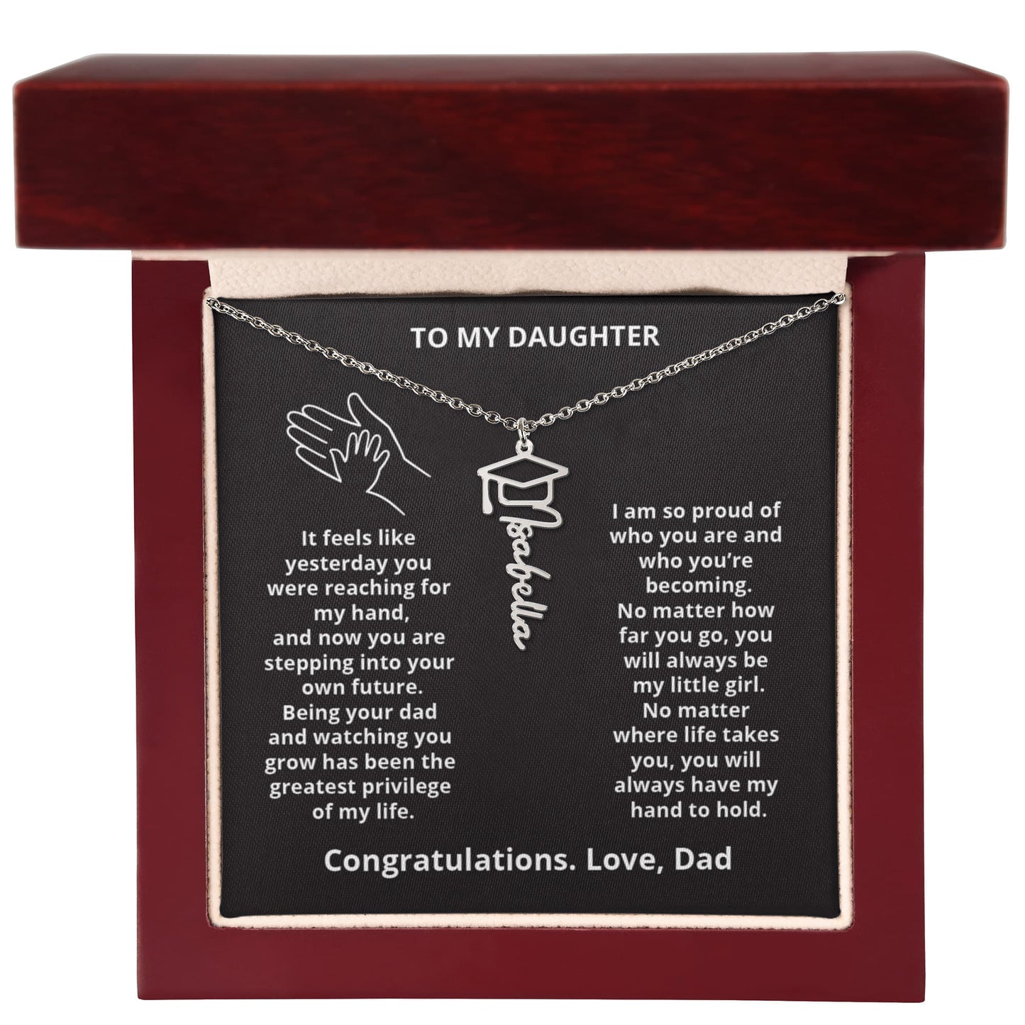 HAND TO HOLD - Name Necklace - Dad to Daughter Graduation