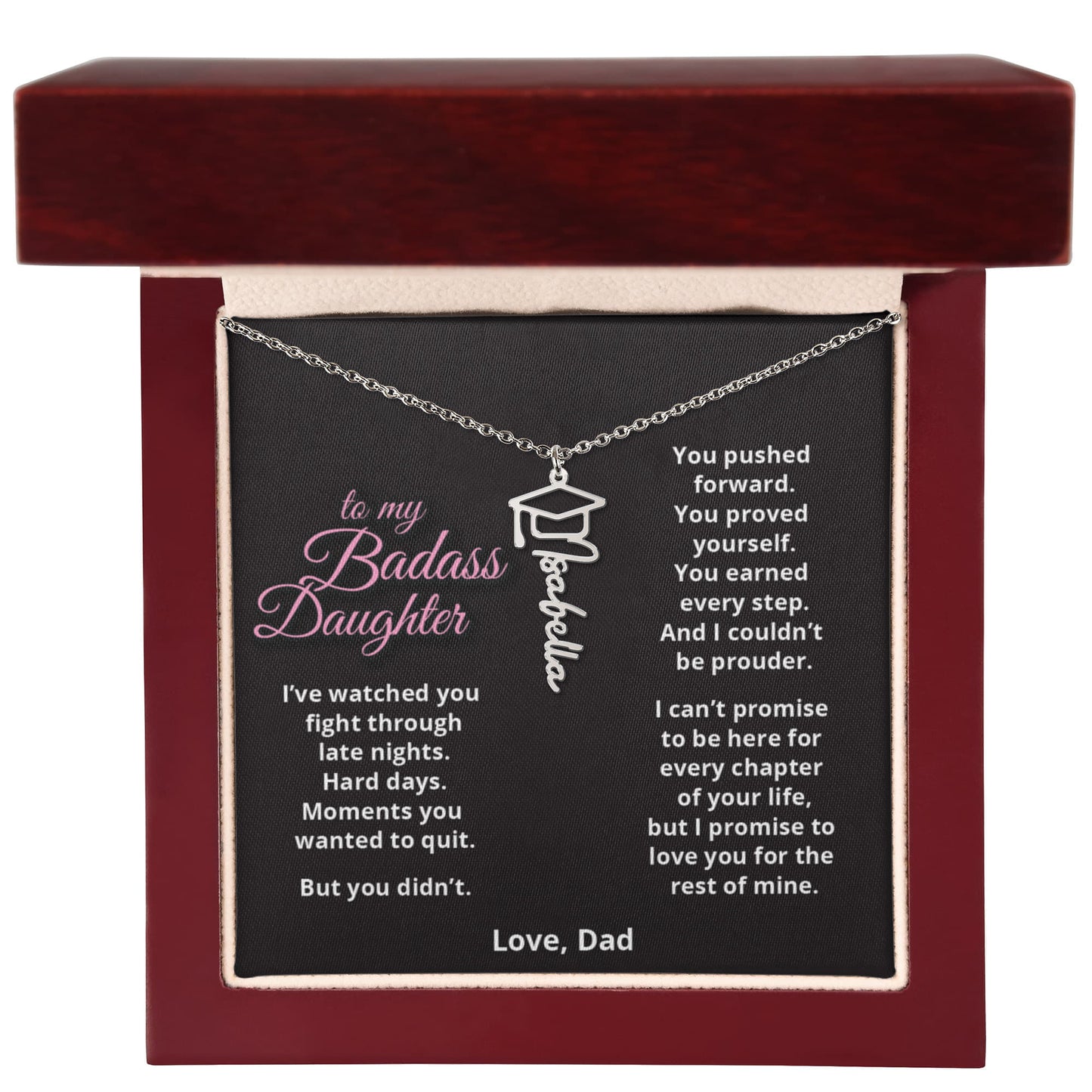 TO MY BADASS DAUGHTER - Name Necklace - Graduation