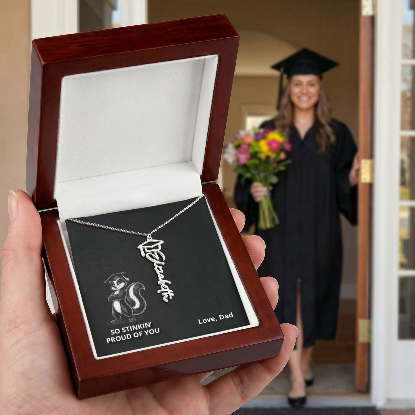 Stinkin' Proud - Name Necklace - Dad to Daughter Graduation