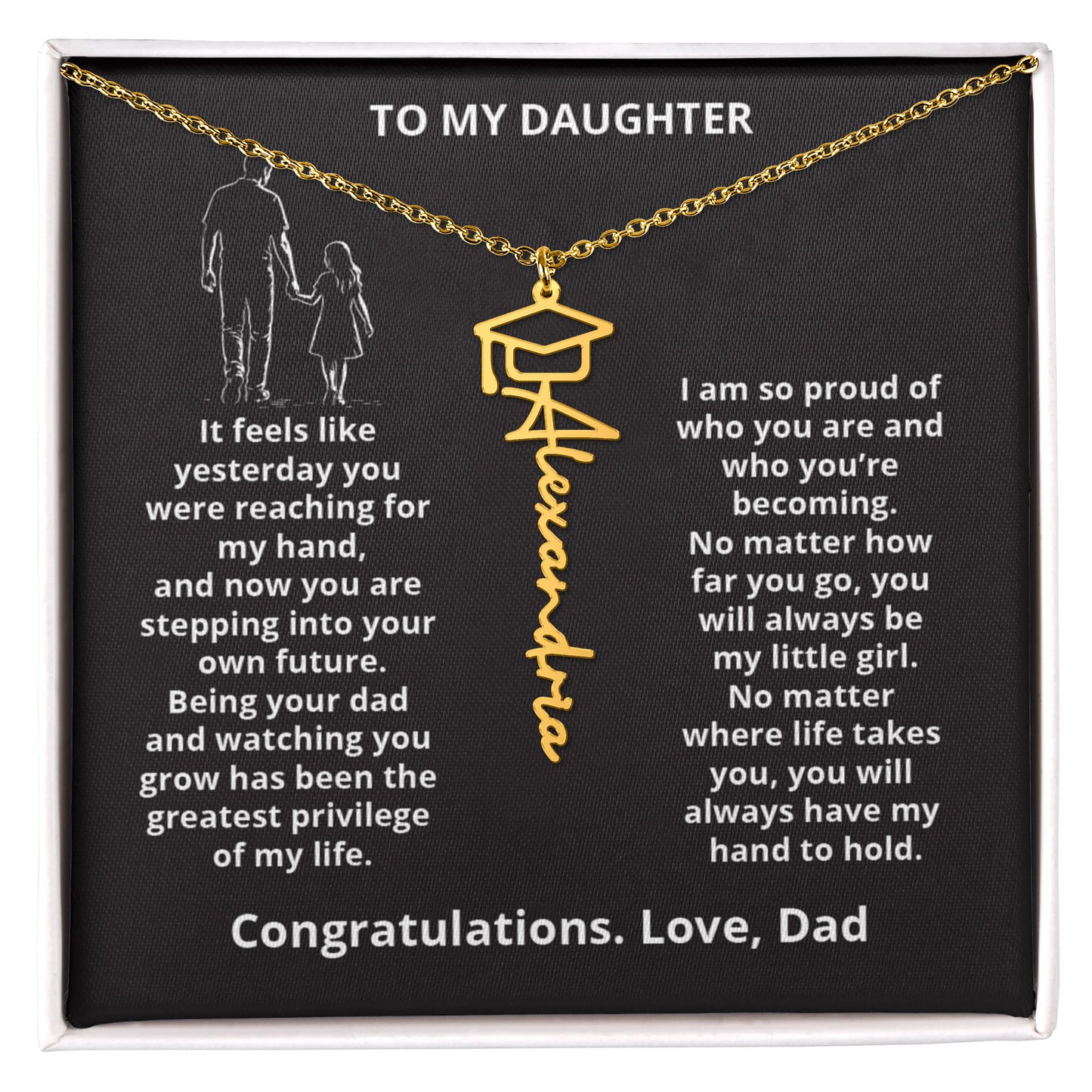 REACHING HAND - Name Necklace -Dad to Daughter Graduation