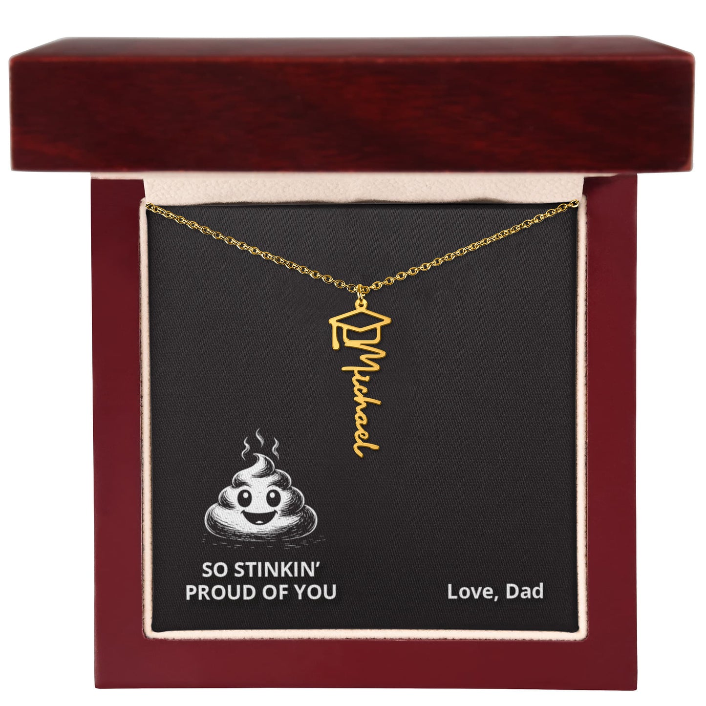 Stinkin' EMOJI - Name Necklace - Dad to Daughter Graduation