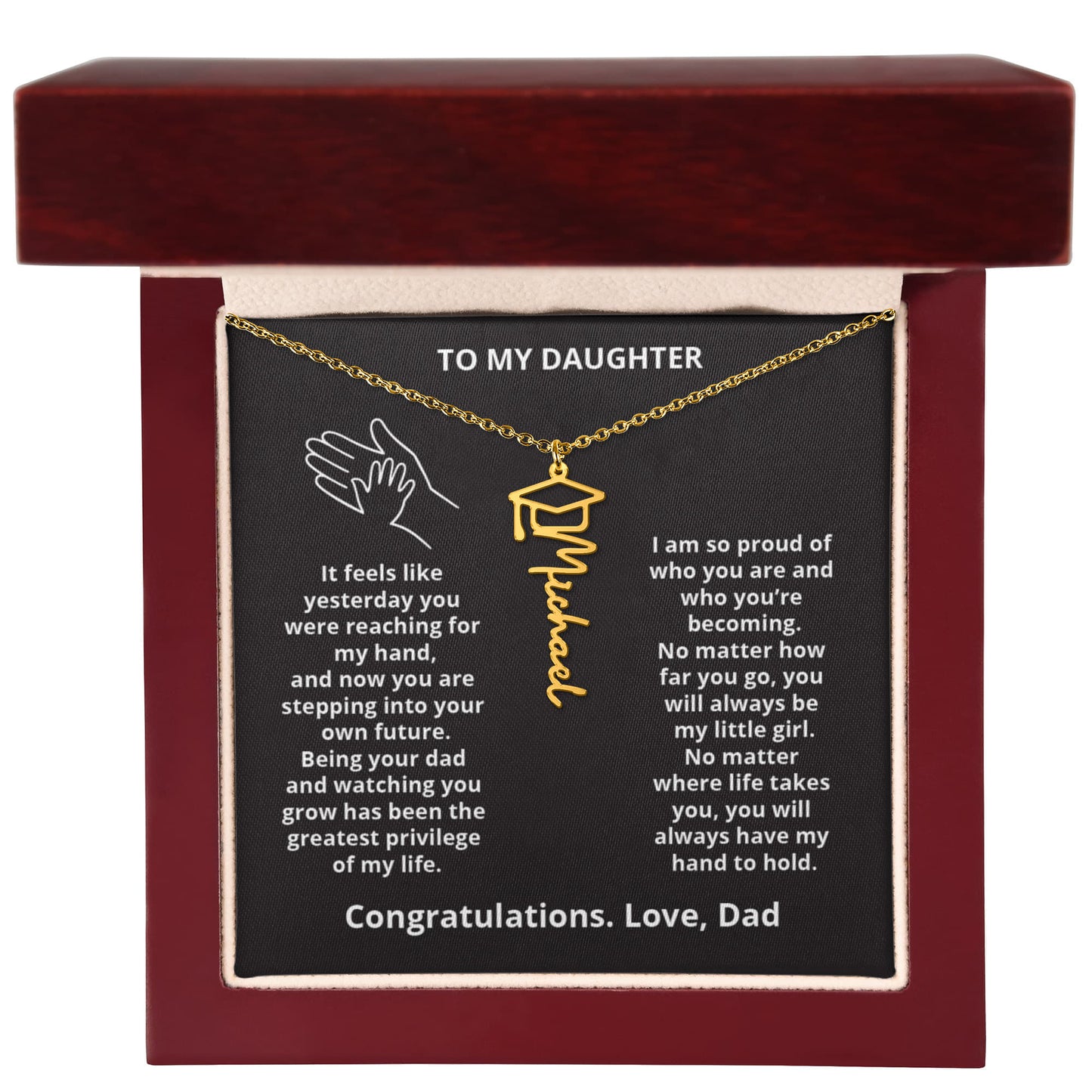 HAND TO HOLD - Name Necklace - Dad to Daughter Graduation