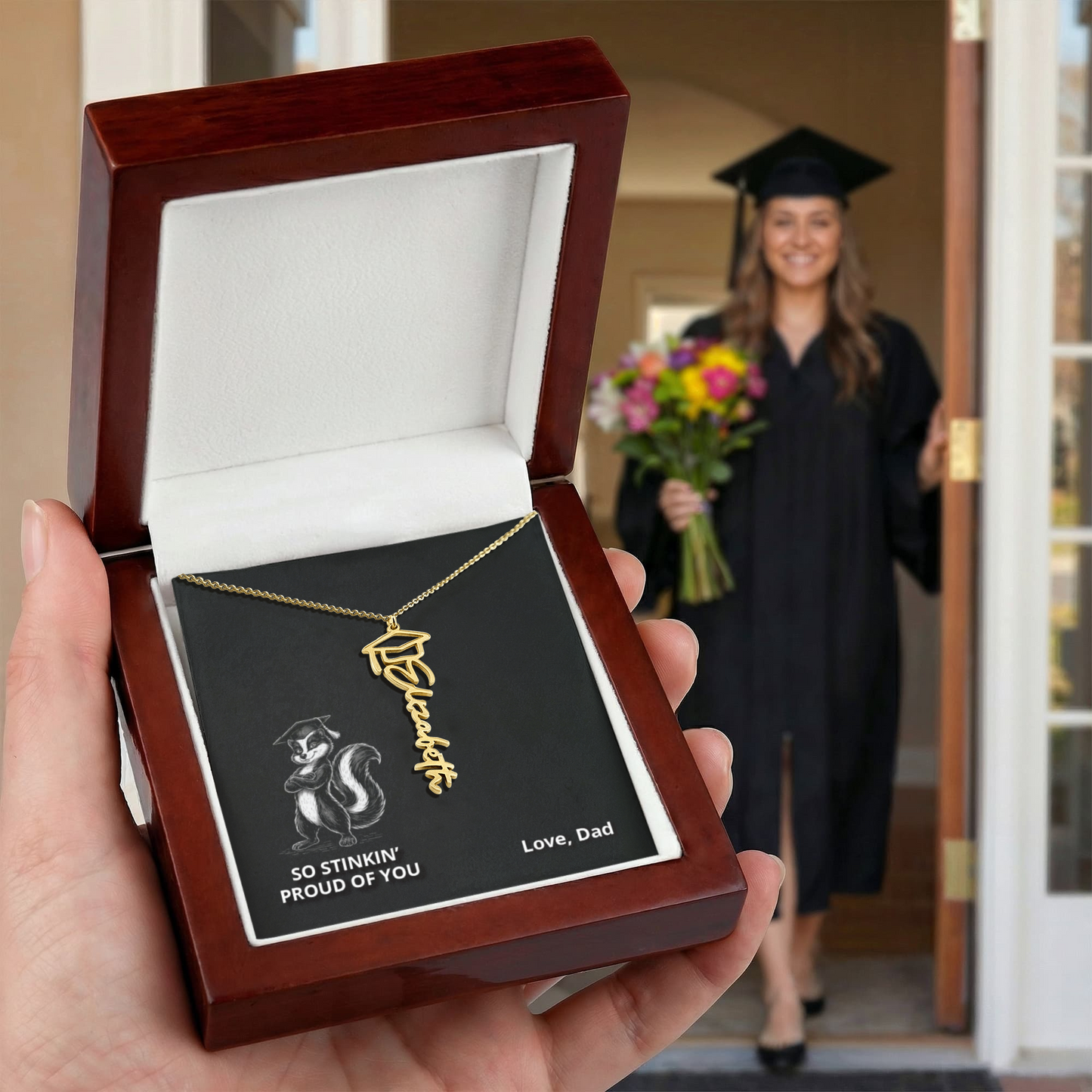Stinkin' Proud - Name Necklace - Dad to Daughter Graduation