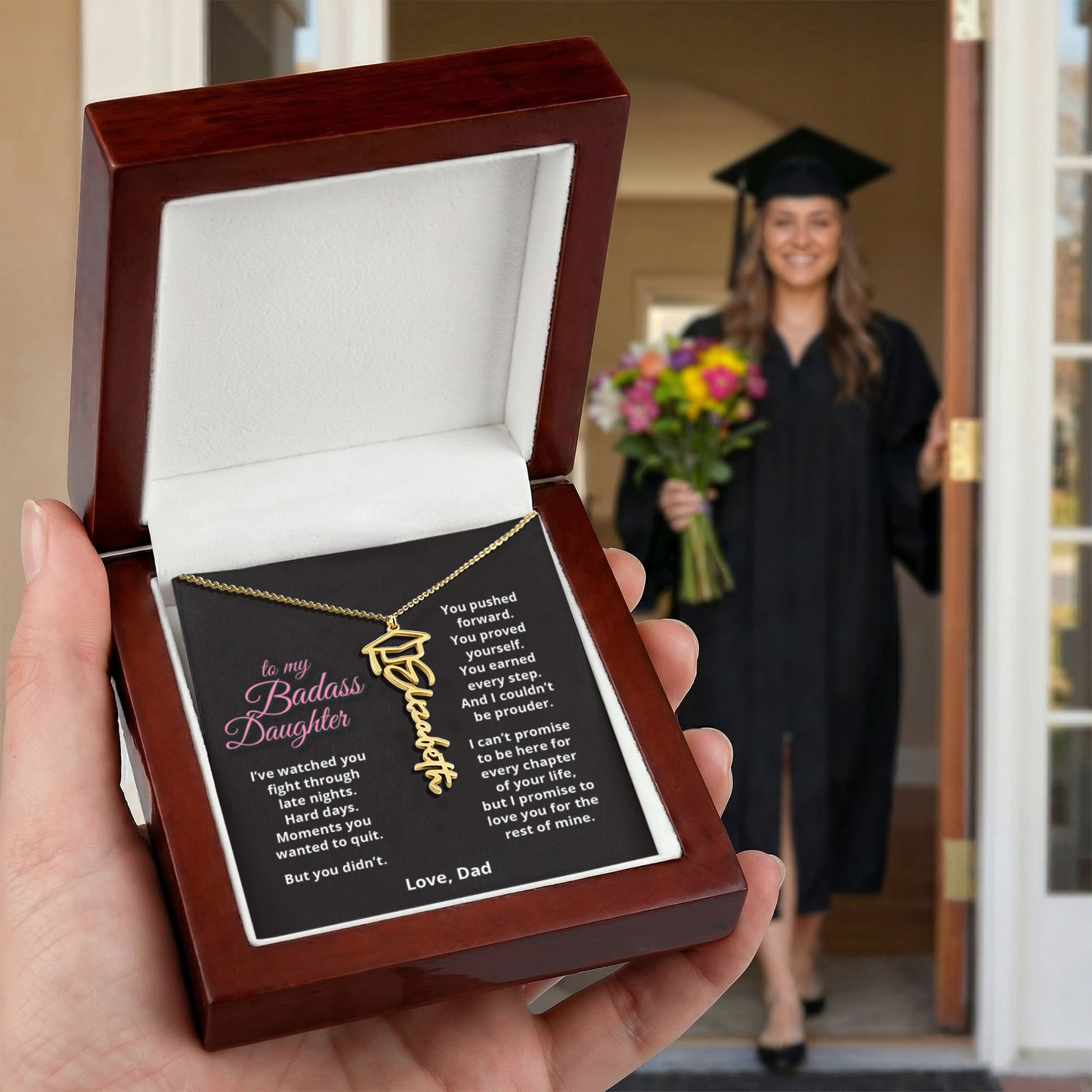 TO MY BADASS DAUGHTER - Name Necklace - Graduation